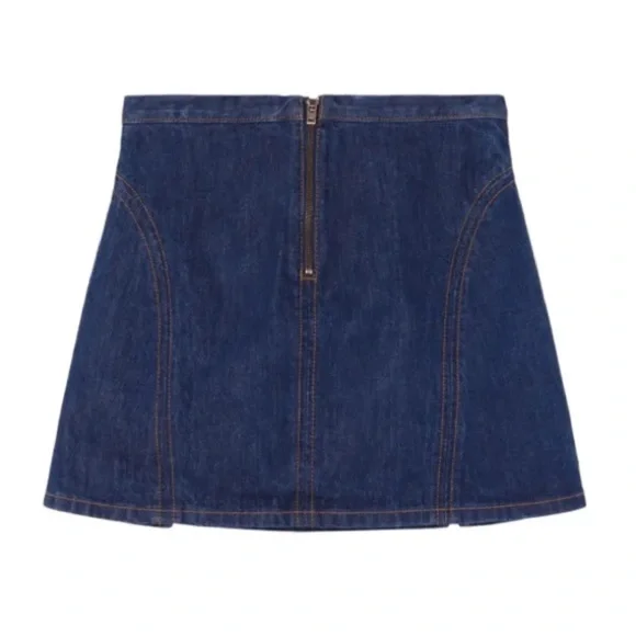 Re/Done  Split Front Denim Jean Mini Skirt in Fortuna Wash Womens size 26 - Picture 7 of 12